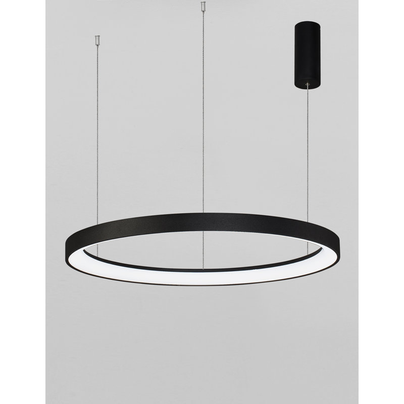1 - Light LED Single Pendant, Black, 3.5cm H x 78cm W x 78cm D