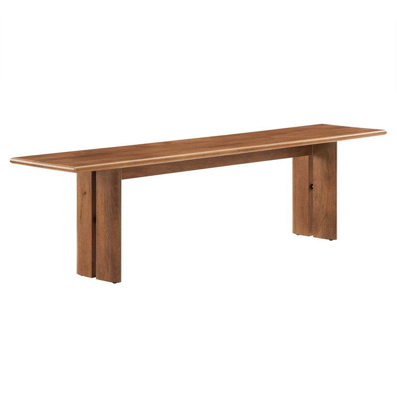 Banc en bois Amistad par Modway, H 18,5 po x l 72 po x P 15 po, Noyer