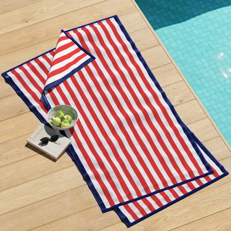 100% Cotton Elevated Stripe Oversized Beach Towels, 2, Rainbow