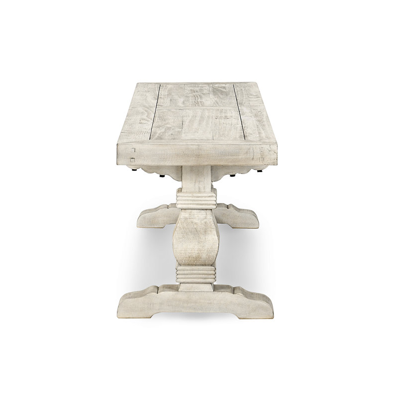 Kasey Wood Bench, 18" H x 66" W x 16"D, Distressed Ivory