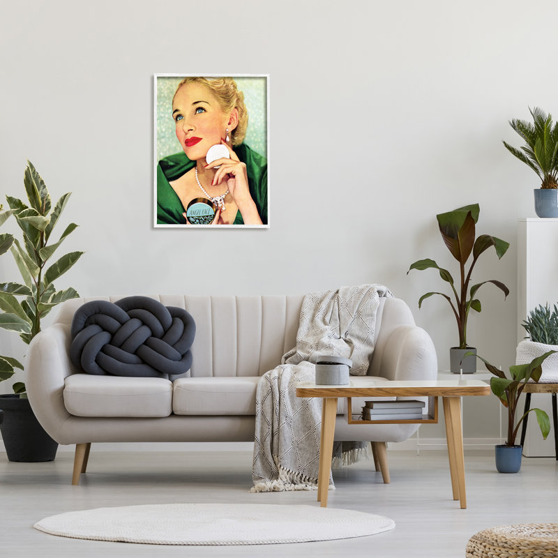 «Vintage Cosmetic Ad Woman» encadrée sur bois par Kathy Alper, impression, H 30 po x l 24 po x P 1,5 po
