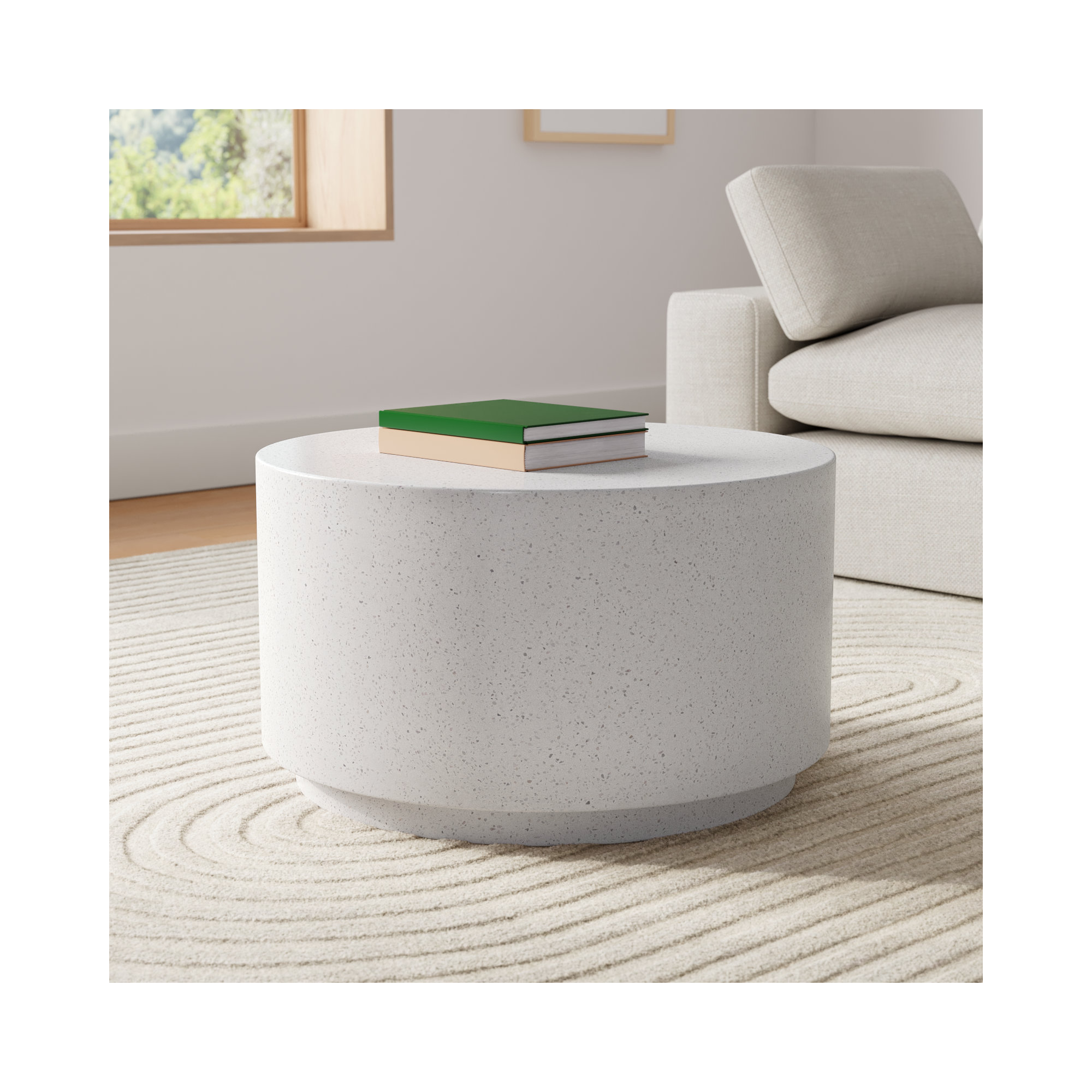 Sur Round Concrete Drum Coffee Table 