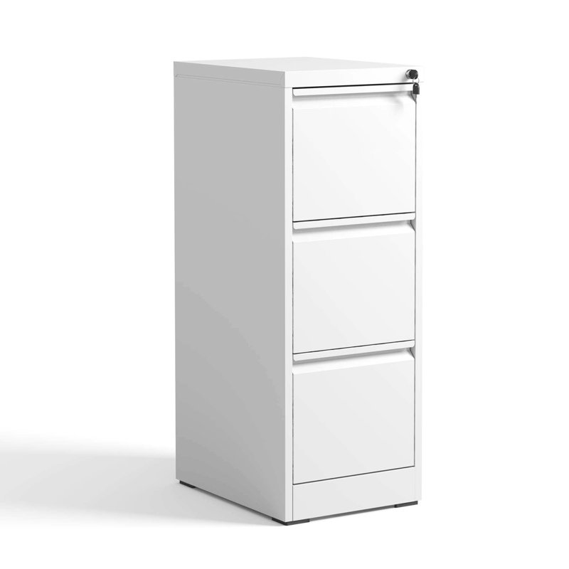 3 Drawer Vertical File Cabinet, Steel Material, Office/Home Essentials, , Full Extension Drawers For Convenience, Tilt Security Metal Cabinet With Lock, Drawer, Office/Home, Steel, Coating, Smooth