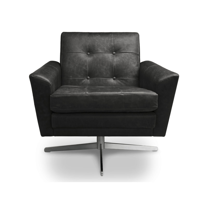 Begay Upholstered Swivel Armchair, Black
