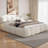 Cocoon King Size Platform Bed with Boucle Headboard and Footboard, Upholstered Grounded Block Design, Solid Wood Support, No Box Spring Needed, 800 lb Capacity-1407780092