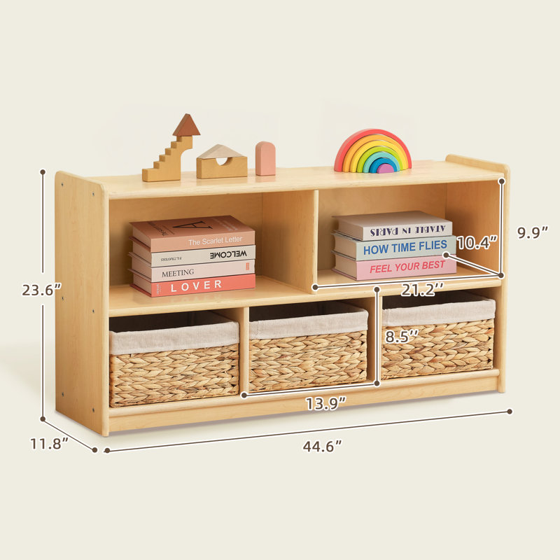 Montessori Shelf 5-Section Aldarcie 23.6" H x 44.6" W Bookcase