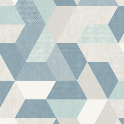 Papier peint géométrique jaune et bleu Loft