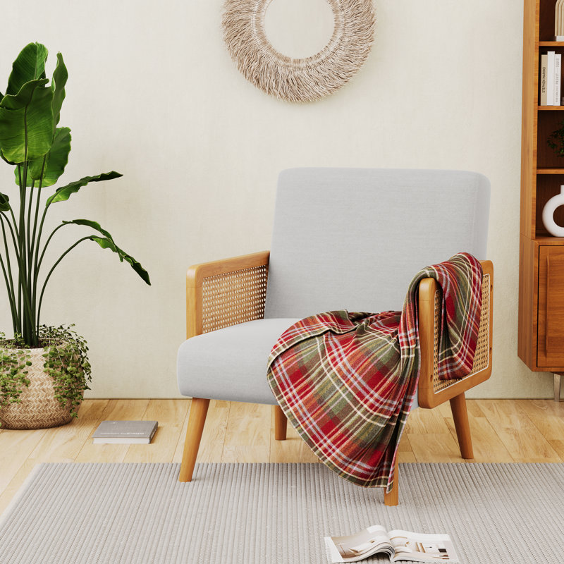 Stocksbridge Upholstered Armchair, Light Gray Linen Blend