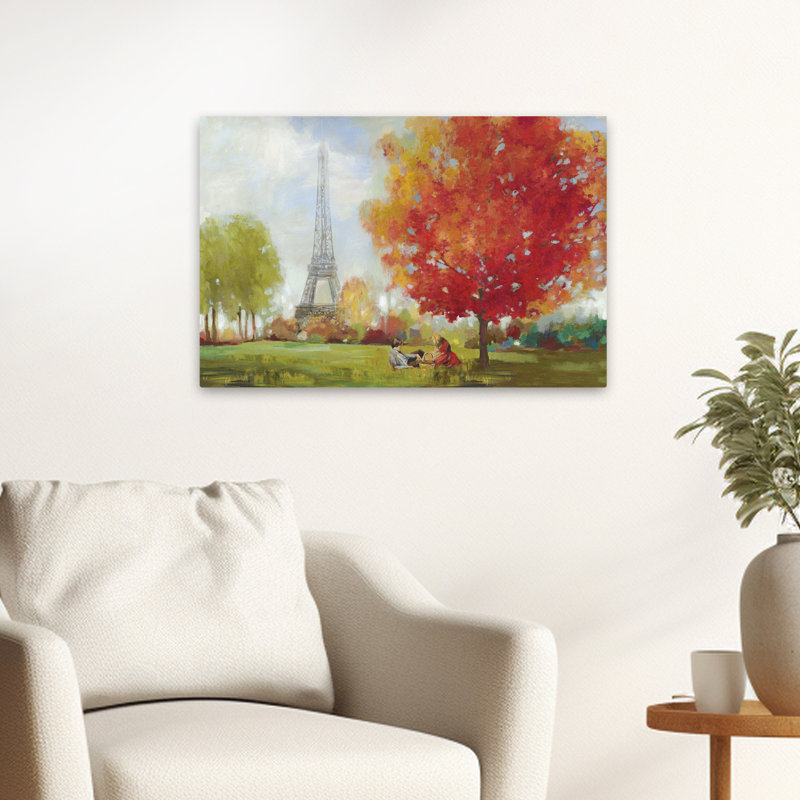 «Paris Field - Landscape», peinture à l'huile impressionniste, Tour Eiffel, art, H 16 po x l 24 po