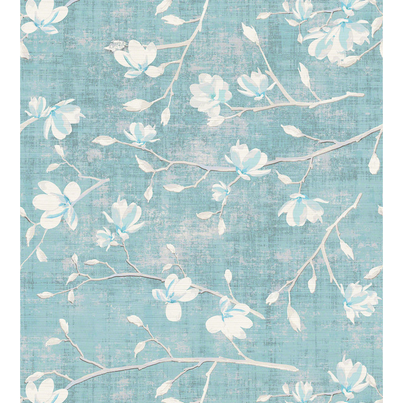 Chinoiserie Floral Metallic Wallpaper Roll, Mint
