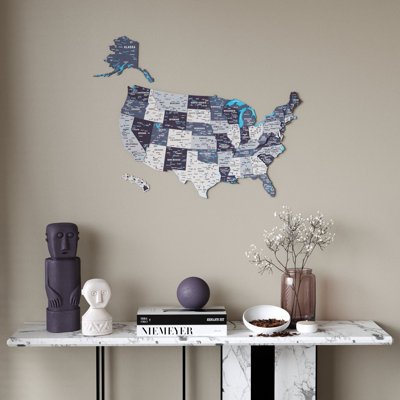 Carte murale en bois des États-Unis, drapeau américain, décoration murale 3D en bois superposé aux couleurs de l'État, décoration patriotique pour salon, bureau et cadeaux de pendaison de crémaillère
