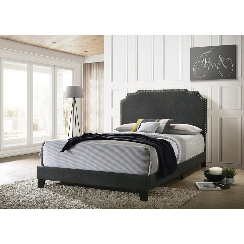 Arsula Upholstered Standard Bed, Full, Beige