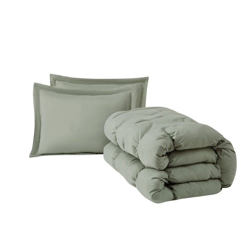 Truly Soft Cloud Puffer Comforter Set – Overfilled, Soft Microfiber, Green, King Comforter + 2 Standard Sham