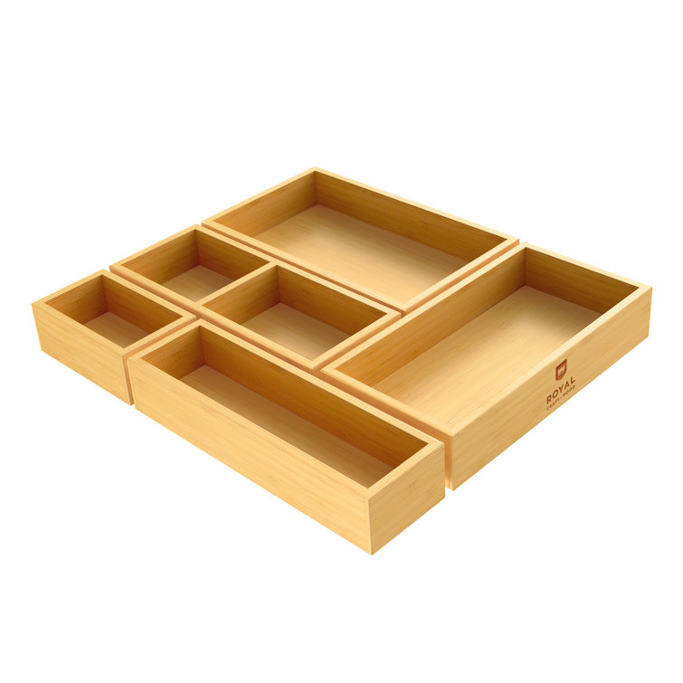 Bamboo Drawer Organizer Storage Box/bin Set - 5-Piece Multi-Use Drawer Organizer for Kitchen, Bathroom, Office Desk, Makeup, Jewelry Royal Craft Wood