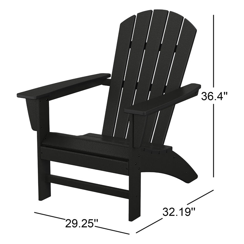 POLYWOOD Nautical Adirondack Chair, Black