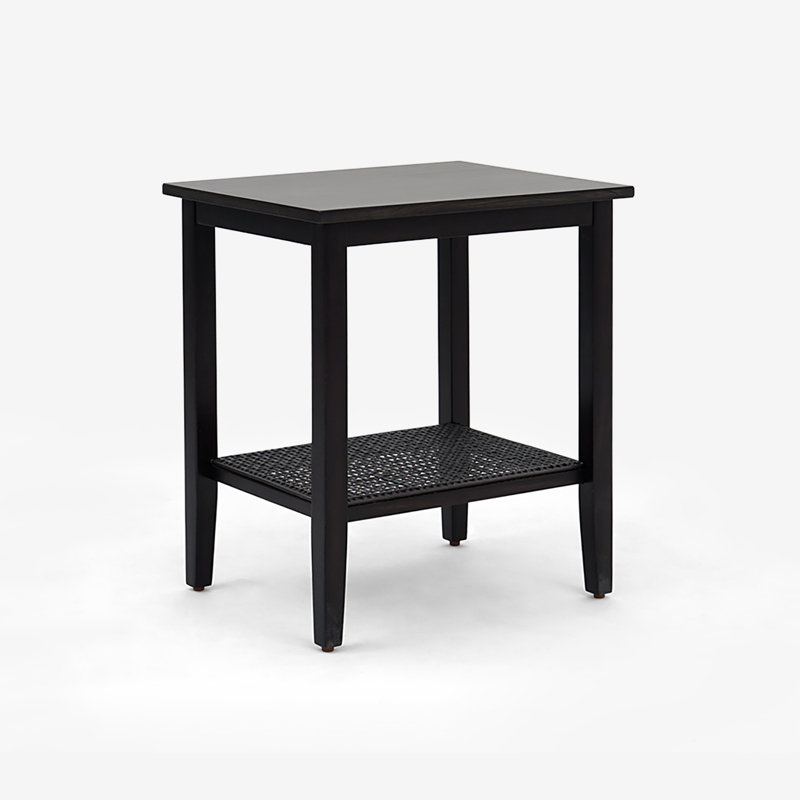 Liora - Rectangular Rattan Accent Table, Black