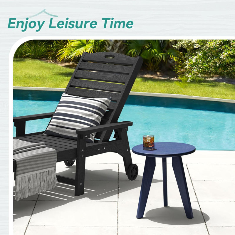 Outdoor Side Table, HDPE Outdoor Table, Small Round Side Table Weather-Resistant, Outdoor Side Tables For Patio, Porch, Deck, End Table For Plant Stand, Living Room, Bedroom,