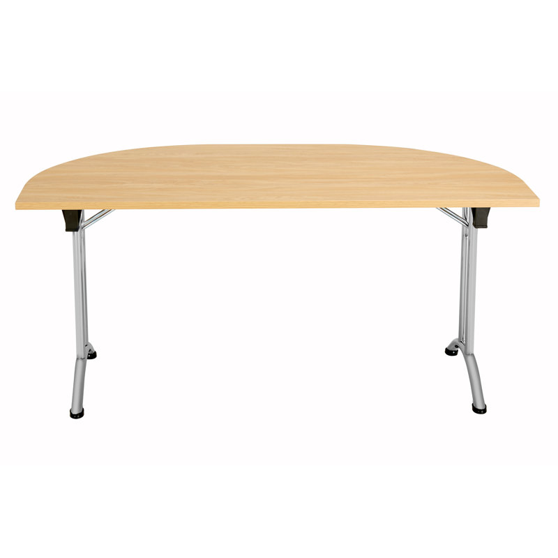 Buariki Half-circle 4 Person 160cm L Modular Training Table, Oak, Silver