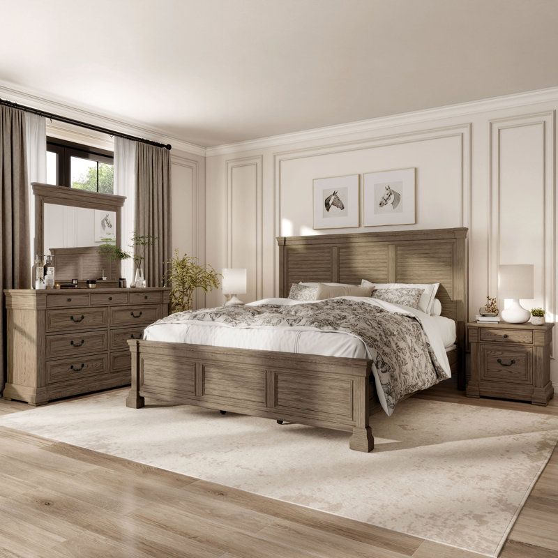 Laniel 5-Piece Bedroom Set, King, 5 Pcs: Bed, 2 Nightstand, Dresser, Mirror