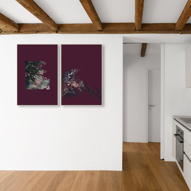 Delicate Spring Set Abstract Canvas Print by Oliver Gal, Black Frame, 10 x 15, 25"H x 37"W, Silver Floater Frame