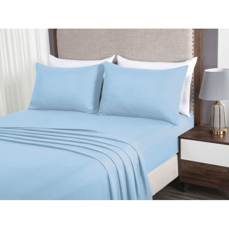 Chambray Blue Queen Microfiber 7-Piece Bed in a Bag Set
