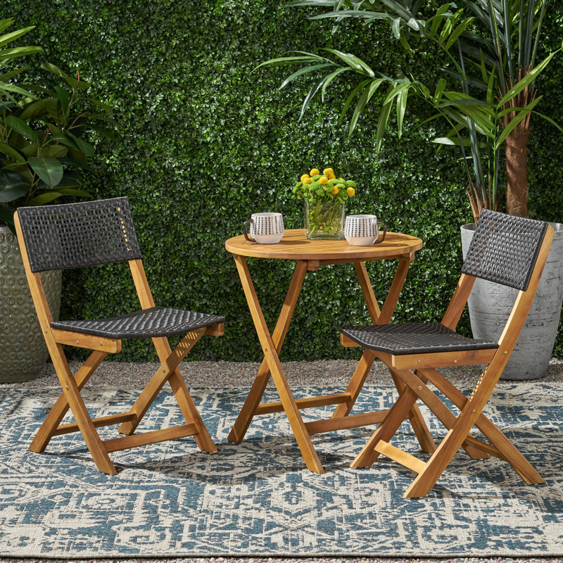 ENSEMBLE BISTRO, 2 chaises + 1 table, Noir / brun