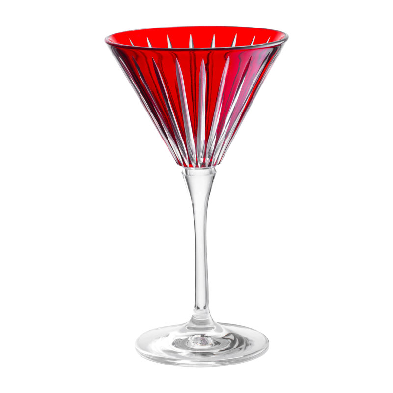 Ruby Red Crystal Stemmed Martini Cocktail Glass Set