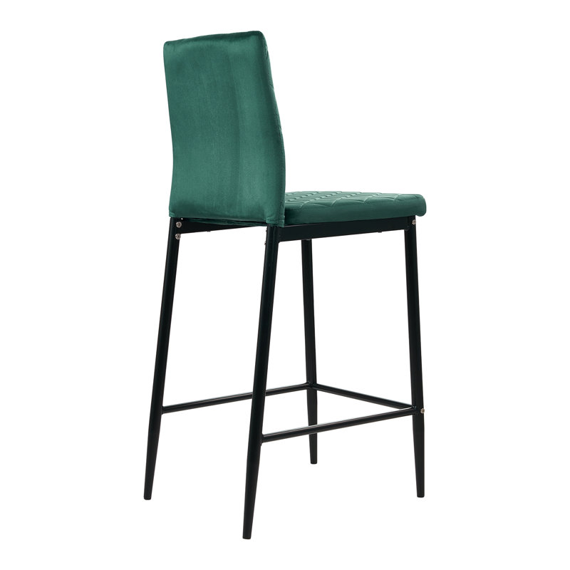 Upholstered Counter Stool with Metal Frame, Green