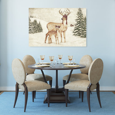 Cerf portant des chapeaux douillets, impression d'art rustique, forêt de cerfs