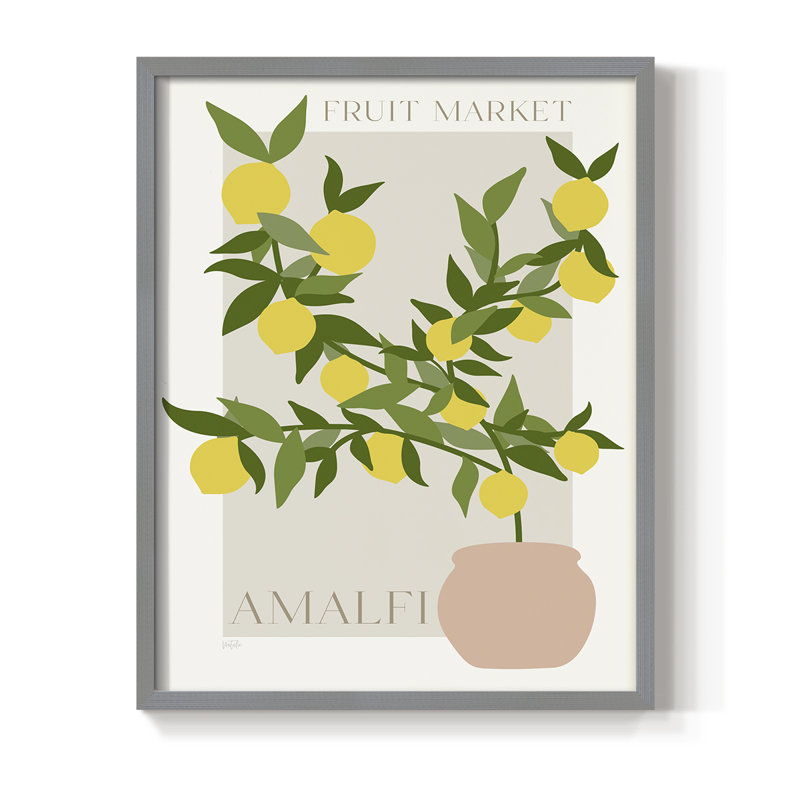 "Affiche de citron Amalfi", H 30 po x l 24 po, Gris