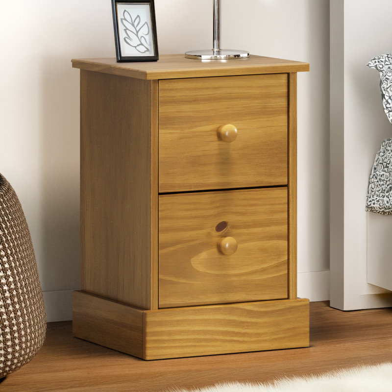 35cm W Solid Wood Bedside Table, Antique Brown