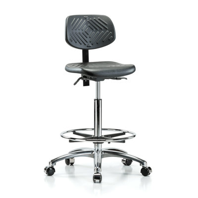 Chaise ergonomique en polyuréthane avec anneau de pied PERCH | Hauteur du banc élevé: 23,25 à 33,25 po