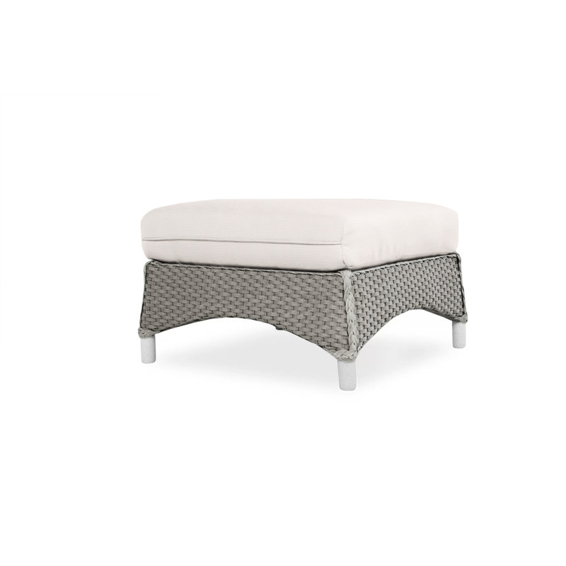 Mandalay Outdoor Ottoman, Sailcloth Salt, Pewter