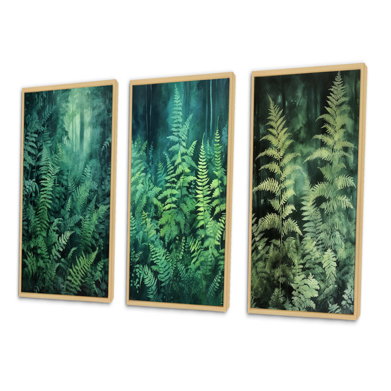 Fern fonds vert - ensemble de 3 impressions, Cadre naturel flottant, H 40 po x l 60 po