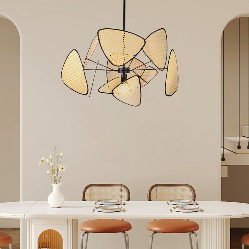 Luminaire suspendu 1 lumière jaune Amberlyn, H 57 po x l 31 po x P 31 po