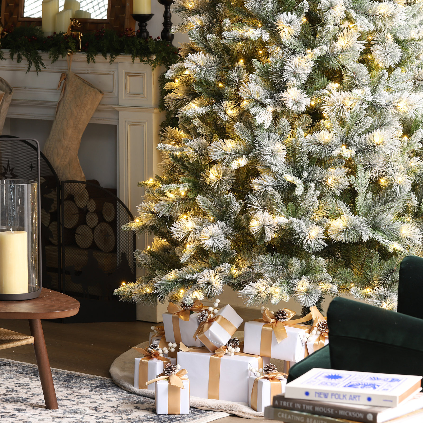 Leilonie Slim Pre-Lit Pine Christmas Tree, 9'