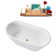 59" Streamline Soaking Glossy White Freestanding Tub and Tray With Internal Drain