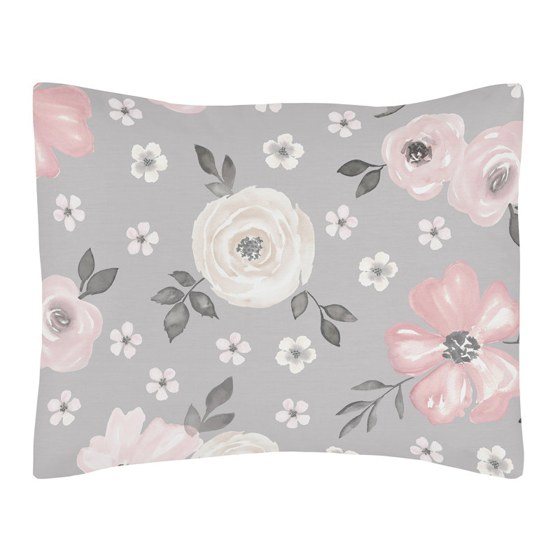 Gray and Pink Floral Microfiber Twin Comforter Bedding Set