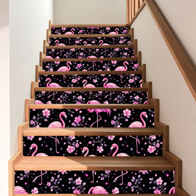 Peel and Stick Wallpaper Contact Paper Pink Flamingos Cherry Blossoms Self Adhesive and Removable 17.7in x 118in(45x300cm)