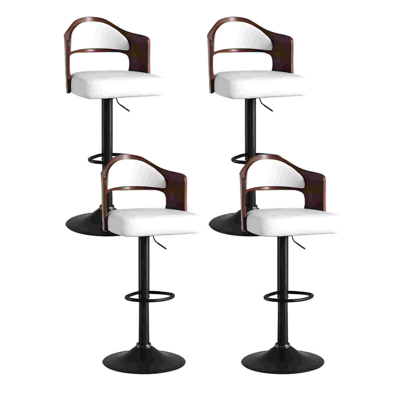 Tabourets de bar réglables à hauteur de comptoir avec repose-pieds (ensemble de 4), Blanc
