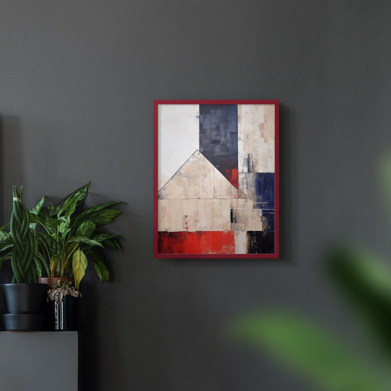 Paysages série Cxx - reproduction encadrée de qualité supérieure - prête à être accrochée - aucun clou requis, Rouge