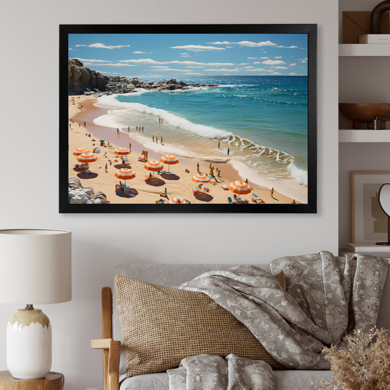 Beach Surfers Paradise I, reproduction d'art sur toile, H 24 po x l 32 po x P 1 po, Cadre photo noir