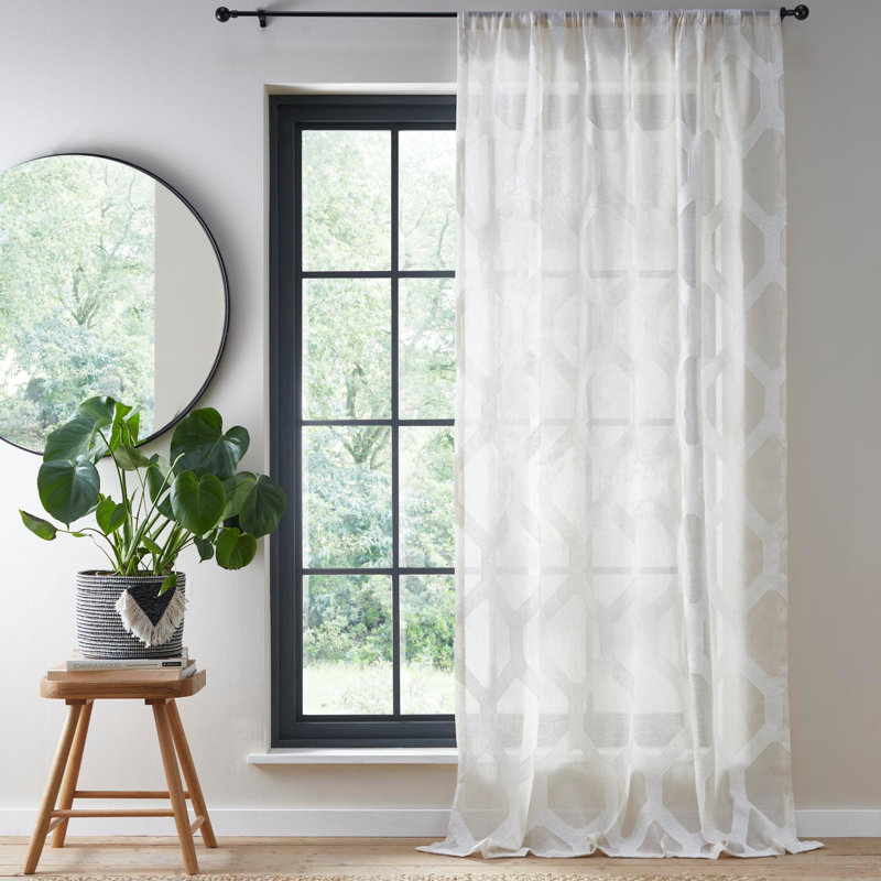 Semi Sheer Curtain Single Panel, Width 182 x Drop 140 cm