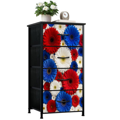 Commode à 4 tiroirs avec rangement à tiroirs verticales en tissu Gerbera