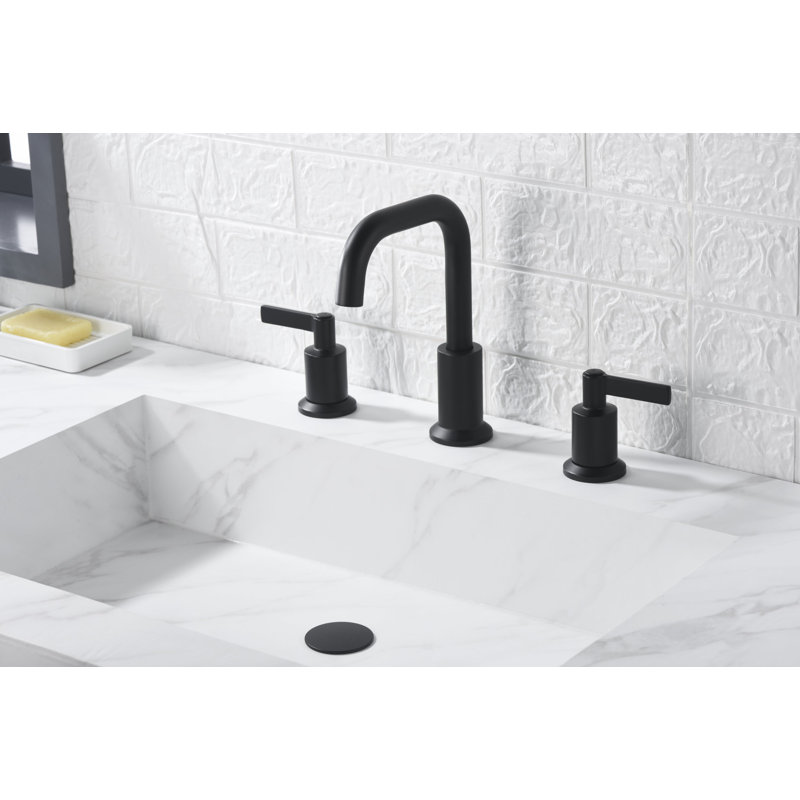 Kree Collection Two-Handle 6" to 10" Widespread Lavatory Bathroom Faucet with Drain Assembly - Matte Black, Matte Black