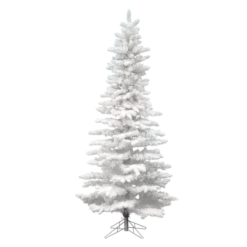 Arbre de Noël artificiel épinette blanc floqué, H 6,5 pi