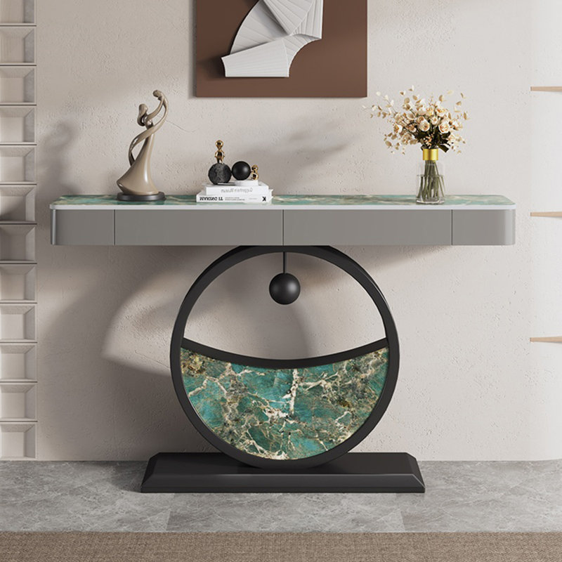 Console esthétique et fonctionnelle, H 36,61 po x l 47,24 po x P 11,81 po, Vert / Gris, Noir/vert