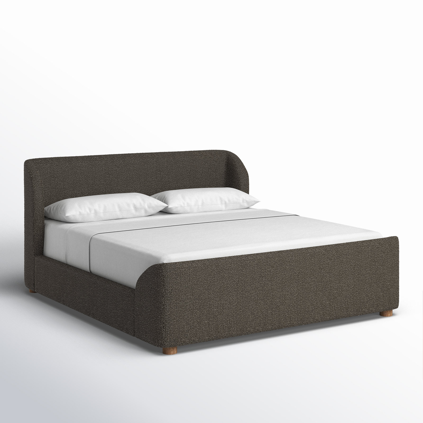 Kris Upholstered Platform Bed, California King, White Boucle