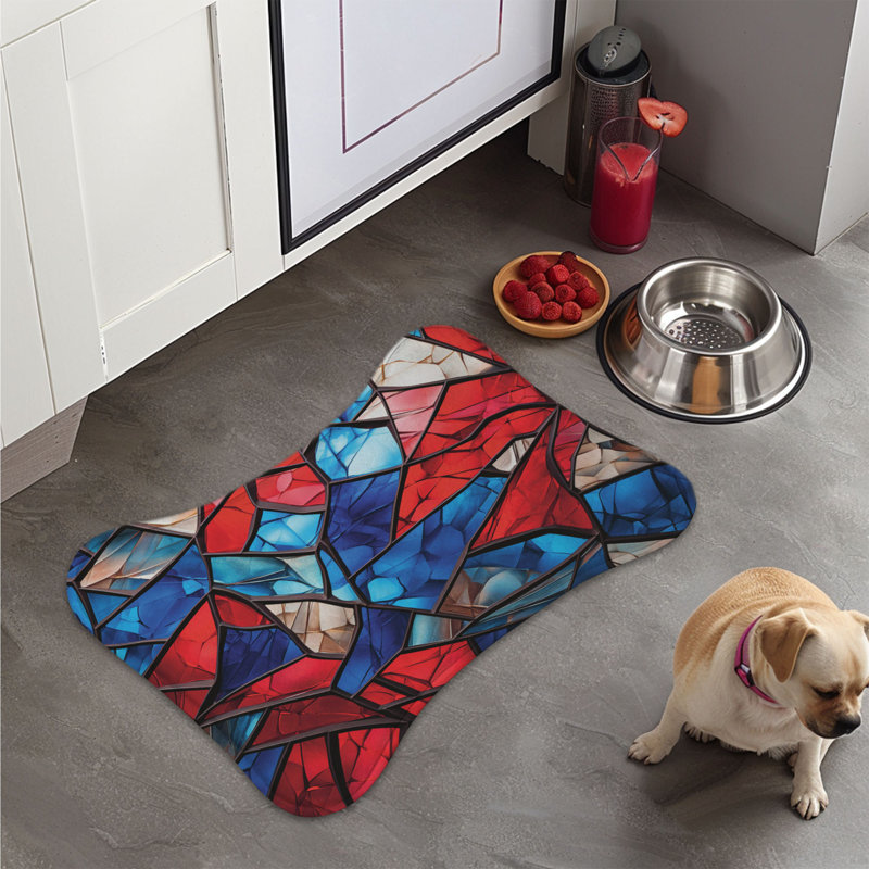 Tapis rouge, blanc, bleu et verre - 1 pièce, Moyen (18 po)