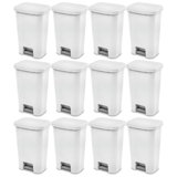 Sterilite 11.9 Gal Rectangle Step On Trash Kitchen Wastebasket, White (12 Pack)